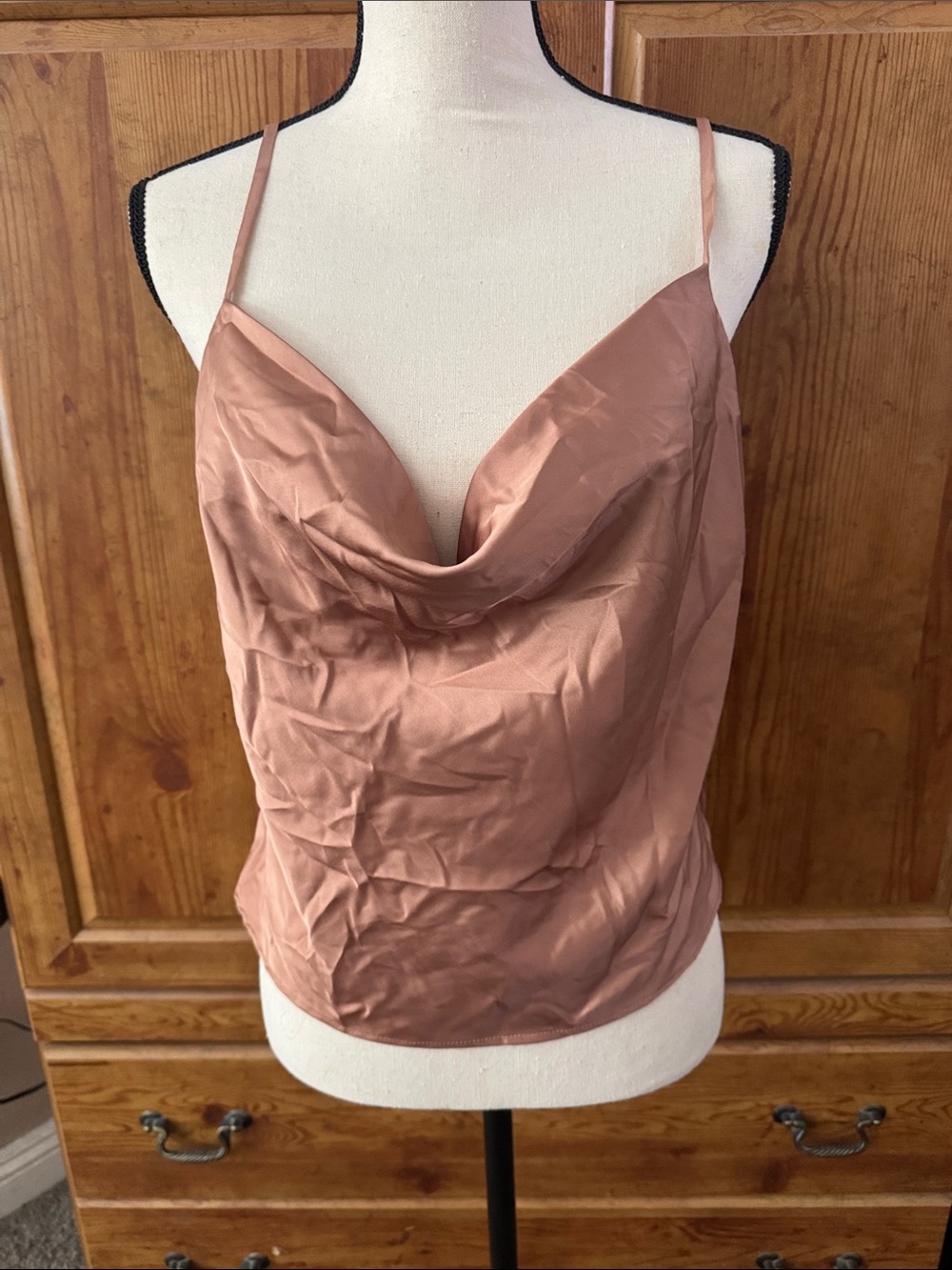 Silky Cowl Neck Camisole in Rose Taupe